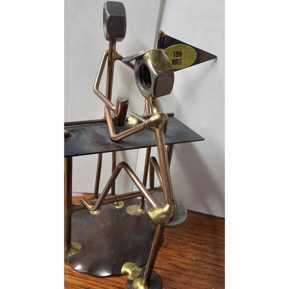 Vtg Metal Art 19th Hole Bartend Nuts Signed Rock Creek Metalcraft Gift USA Made - Picture 7 of 8